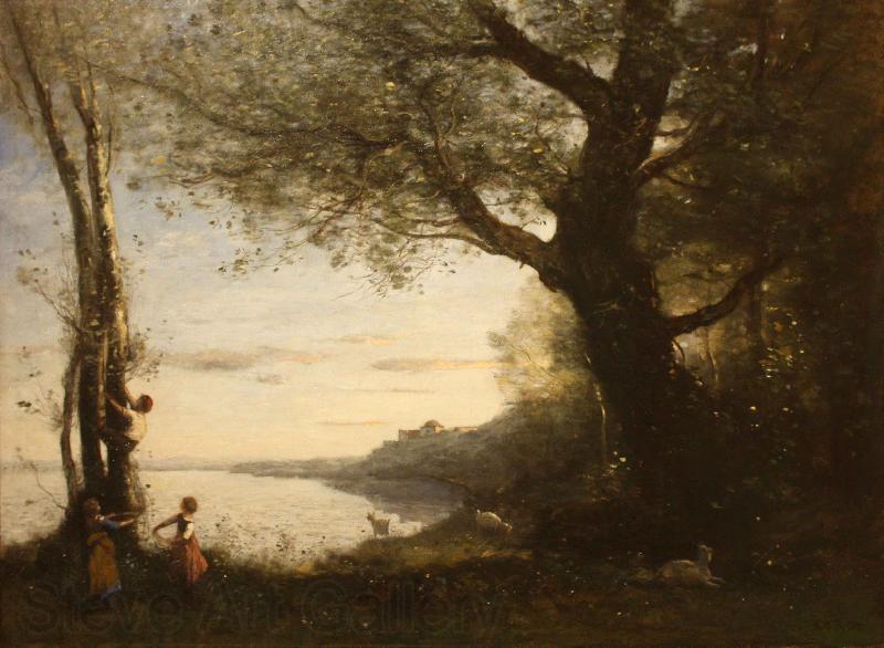 Jean-Baptiste-Camille Corot The Little Bird Nesters Norge oil painting art